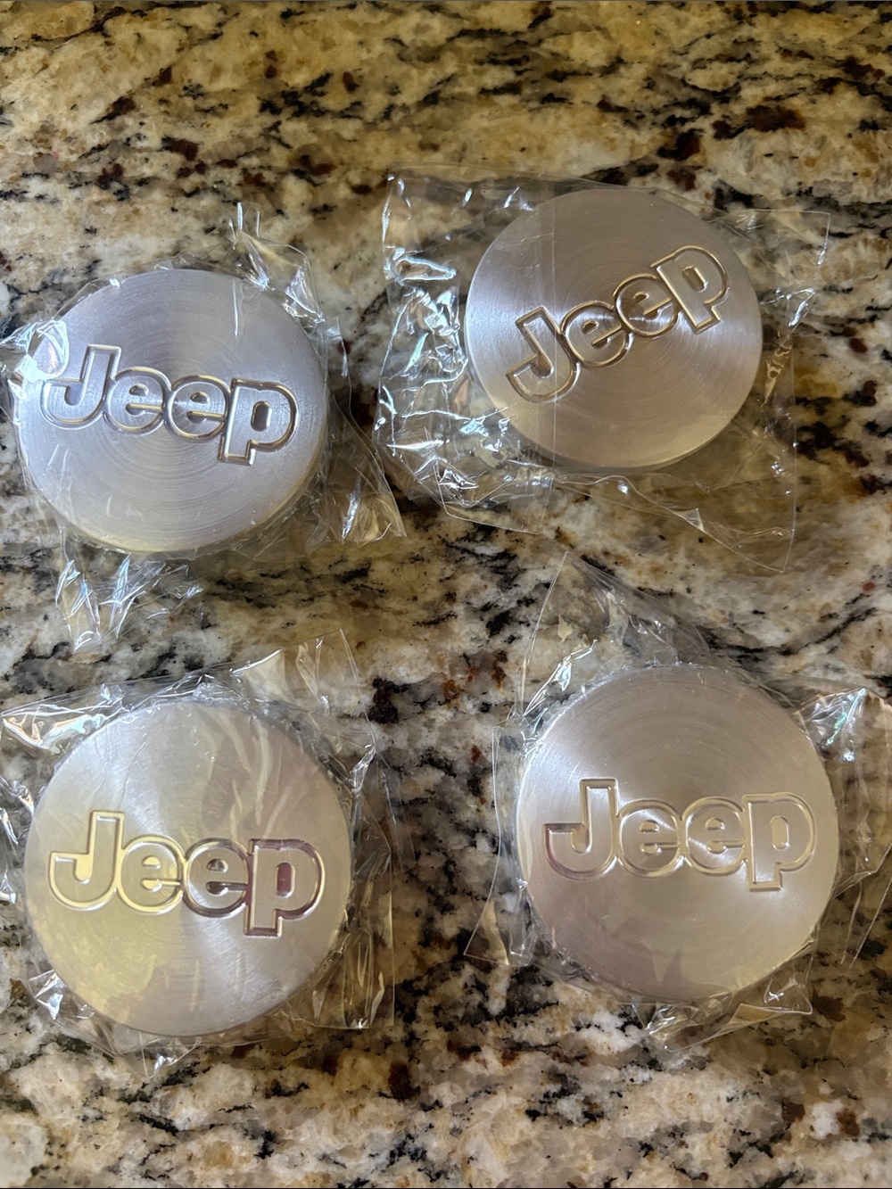 Jeep Brushed Silver Center Cap Covers - Set of Four